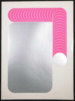 Thomas Lenk - Zeefdruk, Abstract-geometrische compositie in roze en zilver kopen? Bied vanaf 1!