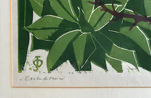 Jeanne Bieruma Oosting - handgesigneerde litho | 'Exotische tuin' (KEURIG INGELIJST) kaufen? Bieten Sie von 1!