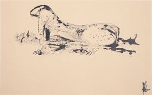 Melle Oldeboerrigter - Inkttekening op papier, z.t. Liggend figuur kopen? Bied vanaf 80!