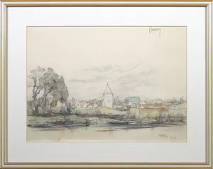 Antoon Markus - Potlood met aquarel, Cheverny - Ingelijst kopen? Bied vanaf 100!