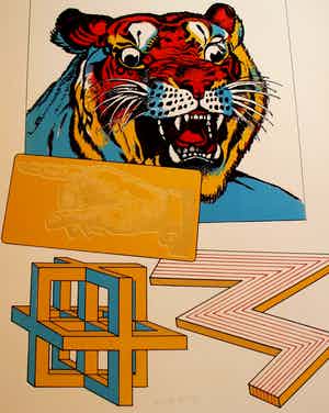 Lucio del Pezzo - Litho: Tijger verkocht voor € 50!