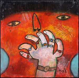 Shahid Parvez - Zeefdruk, Ringen (op spieraam) verkocht voor € 40!