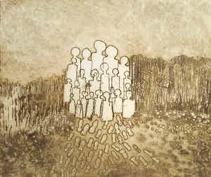 Jan Montyn - Exodus, Radierung / Aquatinta verkocht voor € 115!