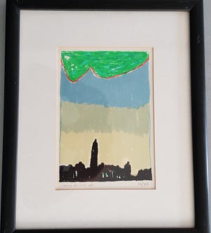 Harrie Gerritz - Litho. Ingelijst. 'DORPSGEZICHT'. kopen? Bied vanaf 69!