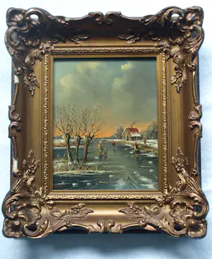 Hendrik Breedveld - (1918-1999) – 2x Olieverf op paneel , 2 Winterlandschappen - ingelijst kopen? Bied vanaf 1!