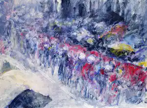 Paul Nieuwendijk - Wieler peloton in de regen verkocht voor € 70!