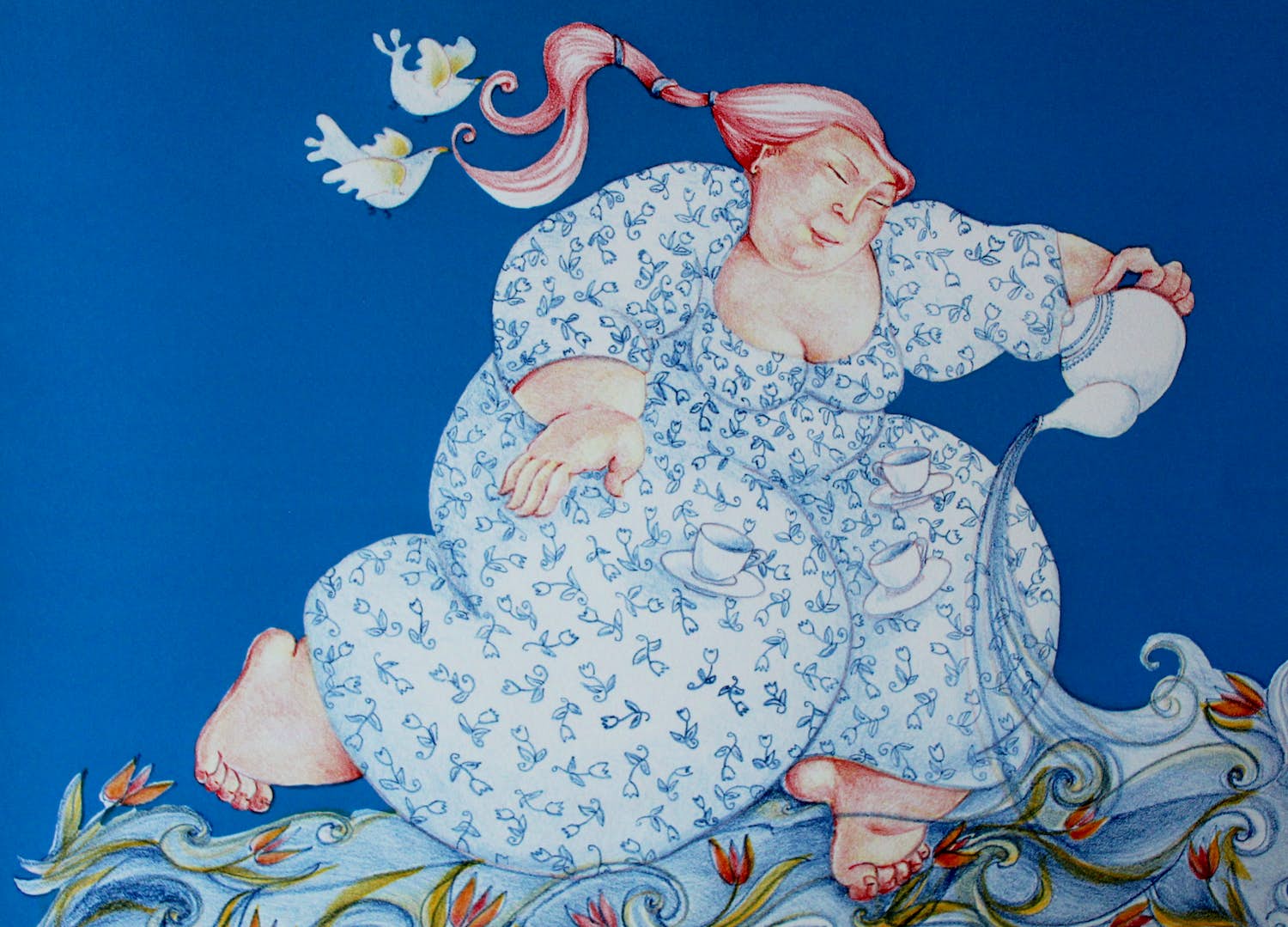 Ada Breedveld - Zeefdruk: Blauwe dame - 1999 kopen? Bied vanaf 59!