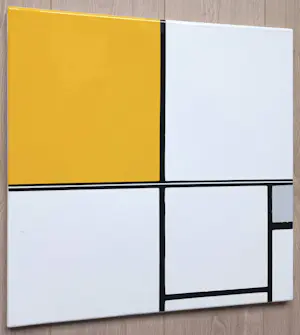 Piet Mondriaan - Composition B, with Double Line and Yellow and Gray, emaille op metaal (unica) kopen? Bied vanaf 450!