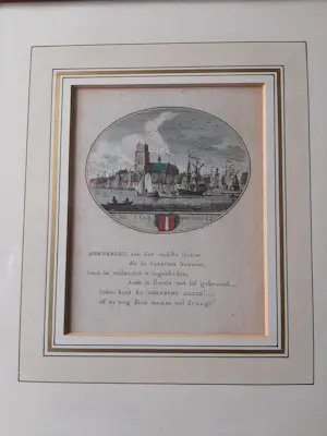 Anna Catharina Brouwer - 18e -eeuwse gravure, Gezicht op Dordrecht kopen? Bied vanaf 25!