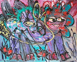 Marianne Naerebout - Poes - acryl op doek, gesigneerd kopen? Bied vanaf 1!