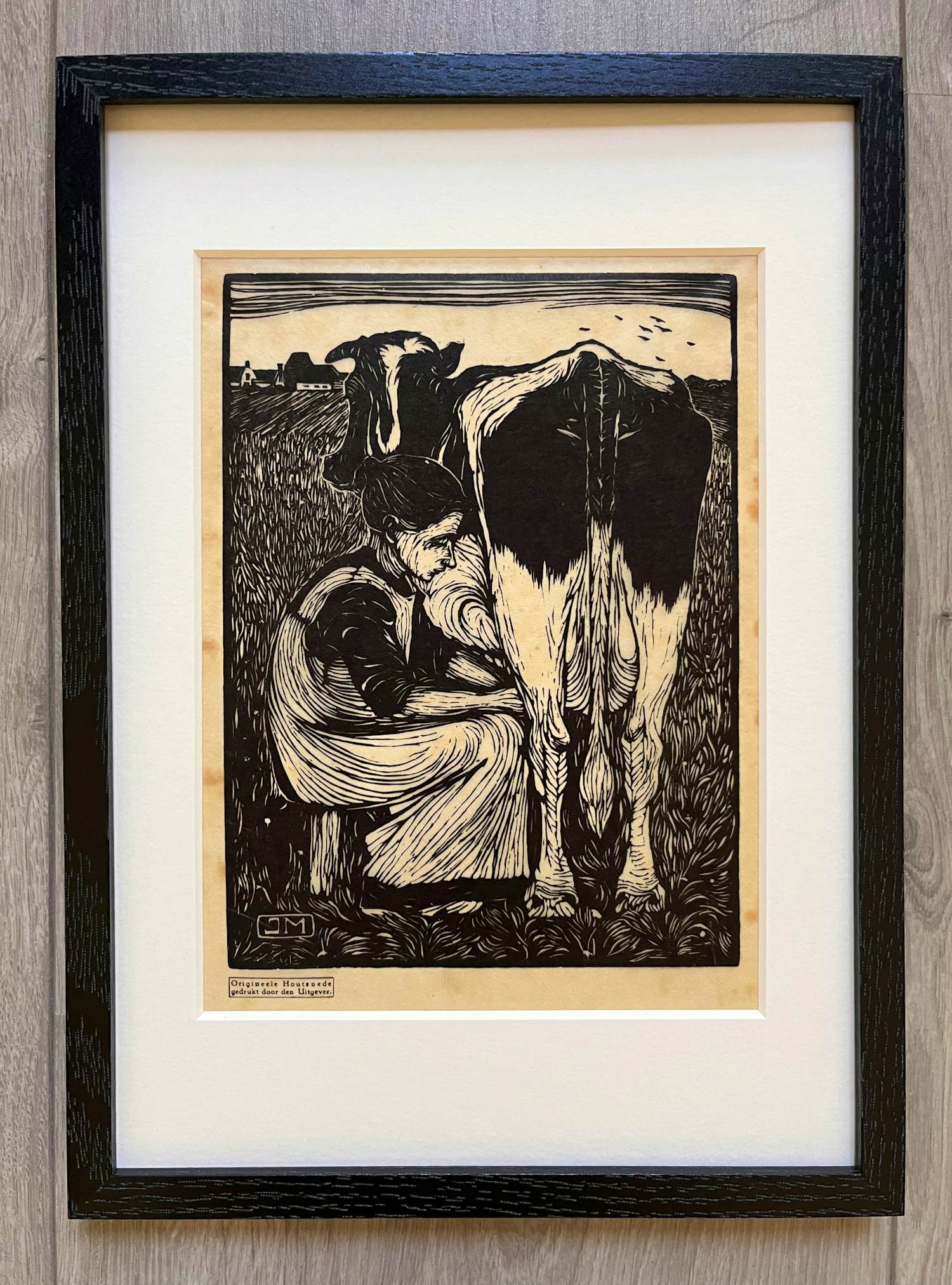 Jan Mankes - Originele Houtsnede Koemelkster 1927 kopen? Bied vanaf 165!