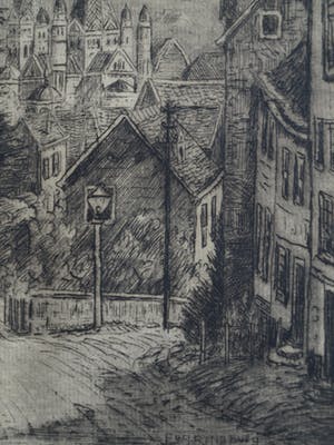 Eugene Rensburg - Ets , La Rue Brixhe, Spa, België – ca. 1910 kopen? Bied vanaf 20!