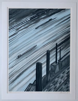 AcheterJeroen Henneman - kleurenzeefdruk | 'Langs de Rijn' | 1995? Enchérissez de 180!