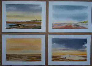 Franklin Meijer - Terschelling - 4 x kavel aquarelstudies vendu pour 70€ !