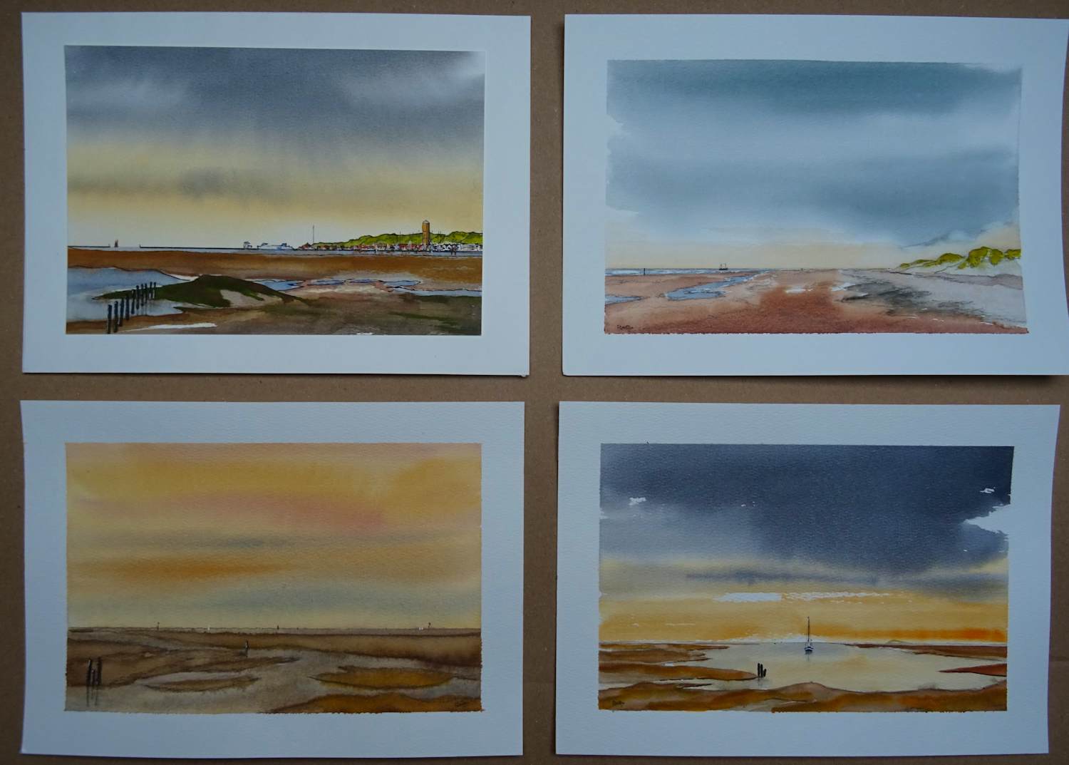 Franklin Meijer - Terschelling - 4 x kavel aquarelstudies verkocht voor € 69!