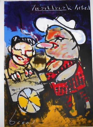 Herman Brood - Kleurenzeefdruk HEARTBREAK HOTEL Handgesigneerd. kopen? Bied vanaf 1!