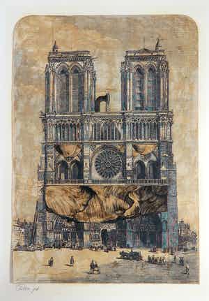 Ed Merk - Collage, Notre Dame de Paris verkocht voor € 50!