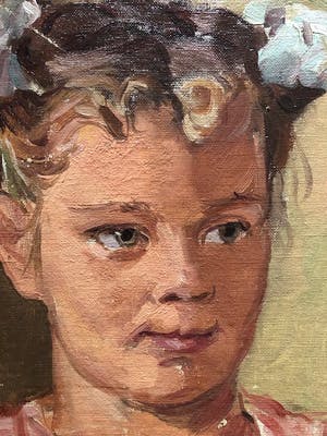 Willem van Dort - Portret van meisje (Willy) met bloemen in het opgestoken haar kopen? Bied vanaf 55!