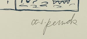 A.R. Penck - Zeldzame, handgesigneerde litho, Compositie met figuren - Ingelijst kopen? Bied vanaf 1!