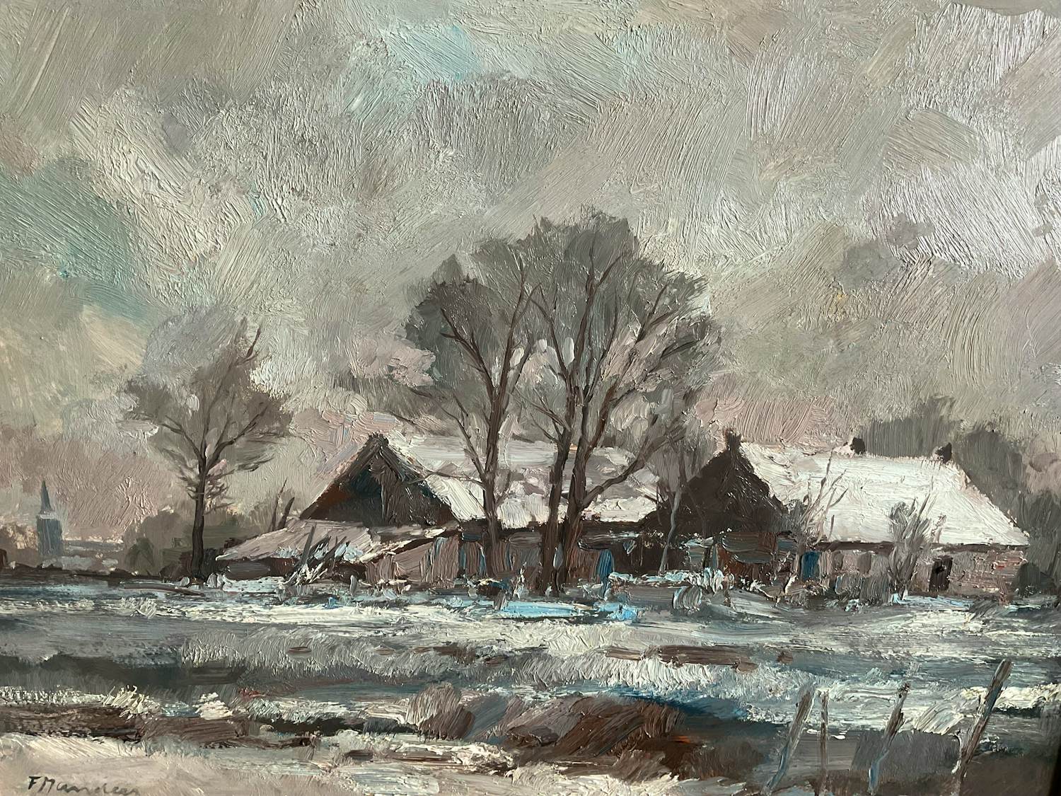 Frans Manders - Winter in Brabant. kopen? Bied vanaf 275!