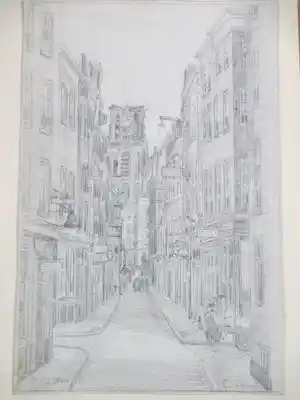 Eugene Rensburg - Molensteeg Rotterdam - Tekening verkauft für € 50!
