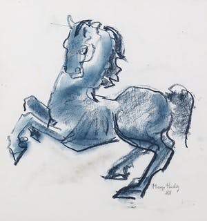 Margot Hudig-Heldring - Pastelkrijt, Steigerend paard kopen? Bied vanaf 20!