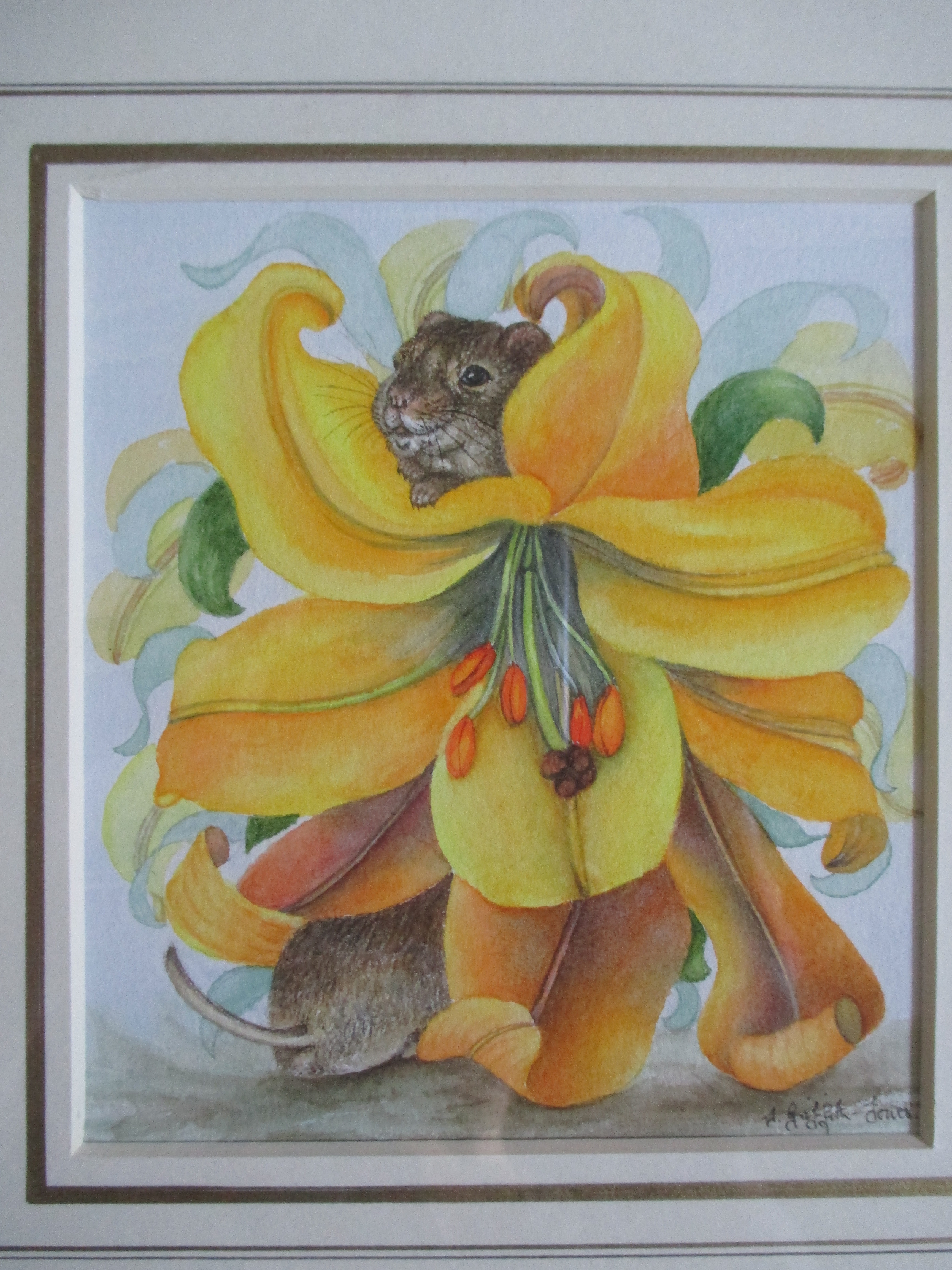 Julia Griffith-Jones - Gouache "Trumpet Lily Royal Gold" kopen? Bied vanaf 1!