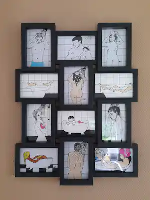 Anke Peddemors - W C/ badkamer 12 tekeningen kleur 10x13 cm wc verkauft für € 50!