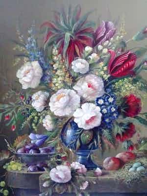 Thomas Heesakkers - Mooi pronkstilleven op paneel. verkocht voor € 650!