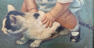 Niet of onleesbaar gesigneerd - Meisje met kat kopen? Bied vanaf 1!