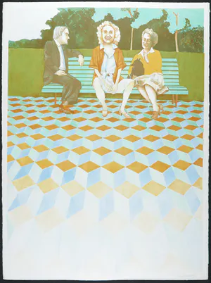 Aat Verhoog - Litho, Mensen op een bankje kopen? Bied vanaf 1!