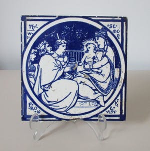 Minton & Co - Antieke blauw witte tegel - De Drie Koningen en het kindeke Jezus kopen? Bied vanaf 1!