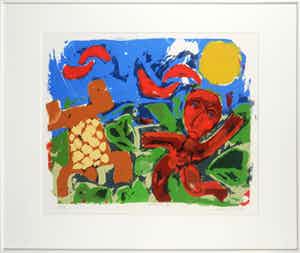 John Lie a Fo - Zeefdruk, Manulu - Ingelijst verkocht voor € 35!