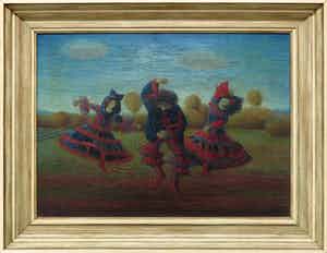 Kees Andrea - Olieverf op doek, Dansende Hongaren - Ingelijst verkocht voor € 350!