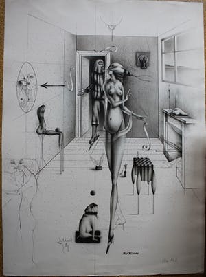 Paul Wunderlich - paar mit mask kopen? Bied vanaf 195!