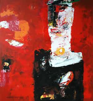 Nico Molenkamp - Theaterfiguur, zeefdruk (prachtig ingelijst, groot!) verkocht voor € 350!