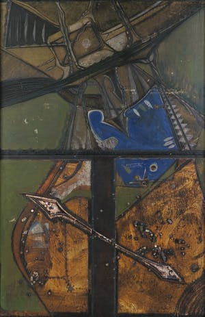 Niet of onleesbaar gesigneerd - Gemengde techniek op board, De Nieuwe Meer van boven - Ingelijst kopen? Bied vanaf 1!