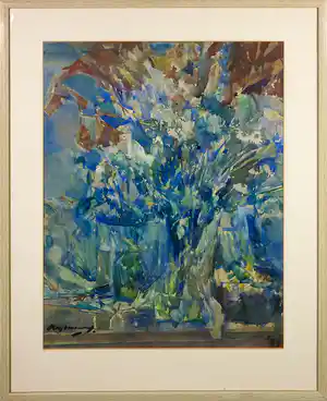 Kees Verwey - Aquarel, Bloemstilleven - Ingelijst verkauft für € 1000!