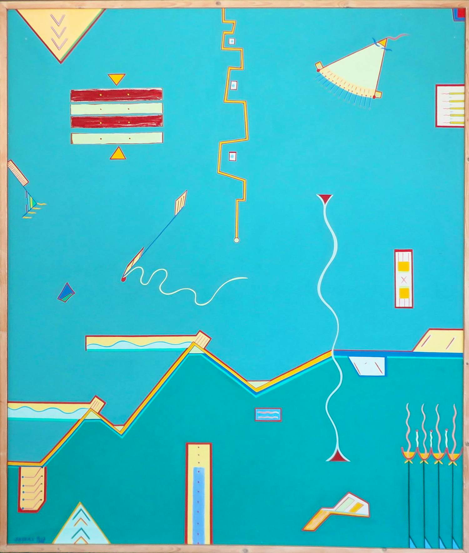 Kees Segers - Acryl op doek, Zonder titel - Ingelijst (Zeer Groot!) verkocht voor € 200!