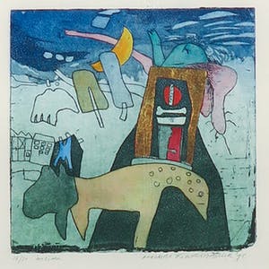 Michel van Overbeeke - Kleurenets met bladgoud, Inside - Ingelijst kopen? Bied vanaf 20!