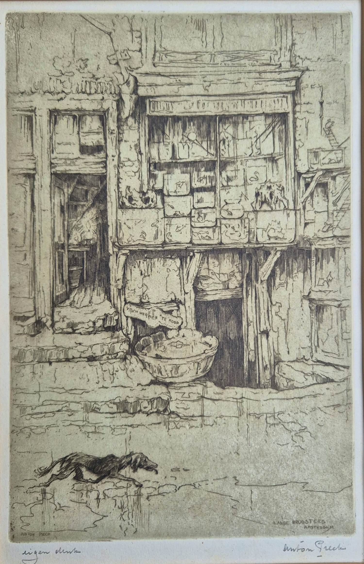 Anton Pieck - Lange Brugsteeg Amsterdam - handgesigneerde ets kopen? Bied vanaf 145!