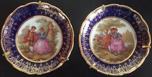 Royal Limoges - Kobalt-blauw wandbordjes 2 stuks kopen? Bied vanaf 1!