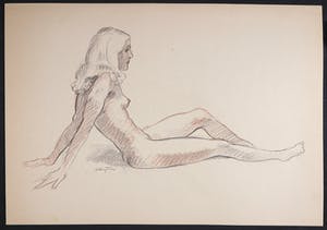 Jan Sluijters (jr.) - Krijttekening, Hangend naakt kopen? Bied vanaf 1!