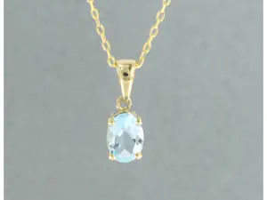 14k gouden collier met hanger bezet met blauwe topaas tot. 0,90ct - 45 cm lang kopen? Bied vanaf 220!