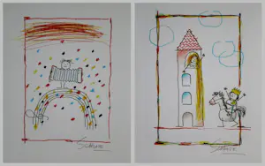 AcheterWilhelm Schlote - Twee handgesigneerde giclées: Ridder, Accordeonspeler? Enchérissez de 29!