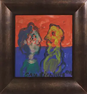 Jan Sierhuis - Acryl op doek, Het gesprek - Ingelijst kaufen? Bieten Sie von 200!