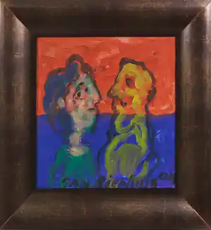 Jan Sierhuis - Acryl op doek, Het gesprek - Ingelijst verkauft für € 200!