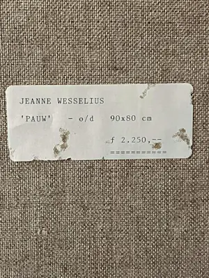 Jeanne Wesselius - Prachtig Schilderij met pauw 90x80cm! kopen? Bied vanaf 299!