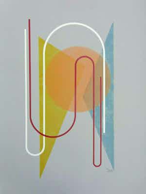 Cesar Domela - GEOMETRISCHE ABSTRACTIE / KLEURLITHO / 66x50cm / SIG verkocht voor € 130!