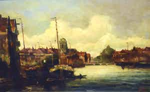 Niet of onleesbaar gesigneerd - Havengezicht, 1916 - olieverf op doek verkocht voor € 10!